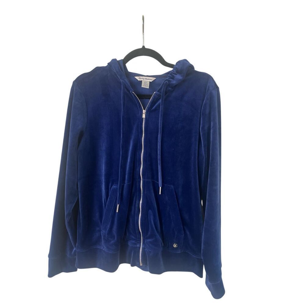 Tommy Bahama royal blue zip hoodie velour sz Small